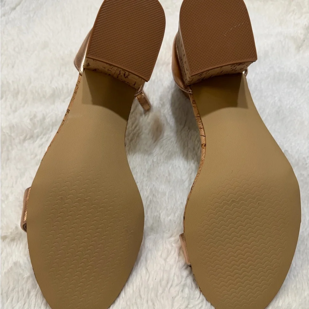 Steve Madden Metallic Rose Gold Cork Wedge Sandals